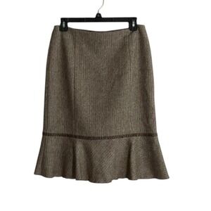 Y2K womyn vintage wool blend skirt flare tweed ruffle hem knee sz 4